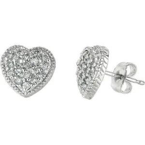 0.50 Carat Natural Diamond Heart Earrings G SI 14K White Gold