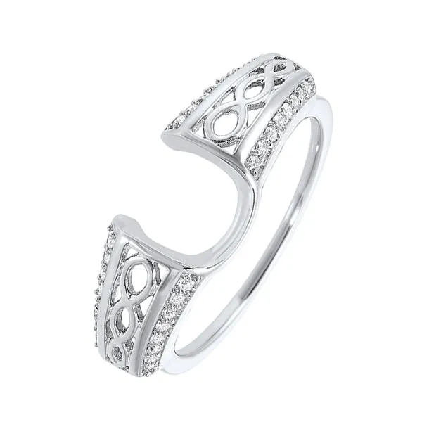 14KT White Gold & Diamond Classic Book Diamond Wraps Fashion Ring   - 1/6 ctw