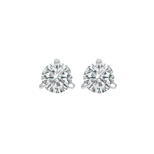 18KT White Gold & Diamond Classic Book Round Stud Earrings  - 1/2 ctw