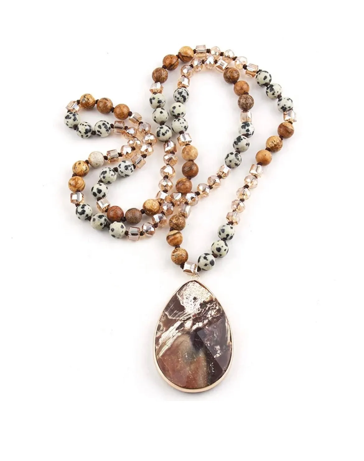 Boho & Mala Tribal Brown Agate 2 Necklace TN10053