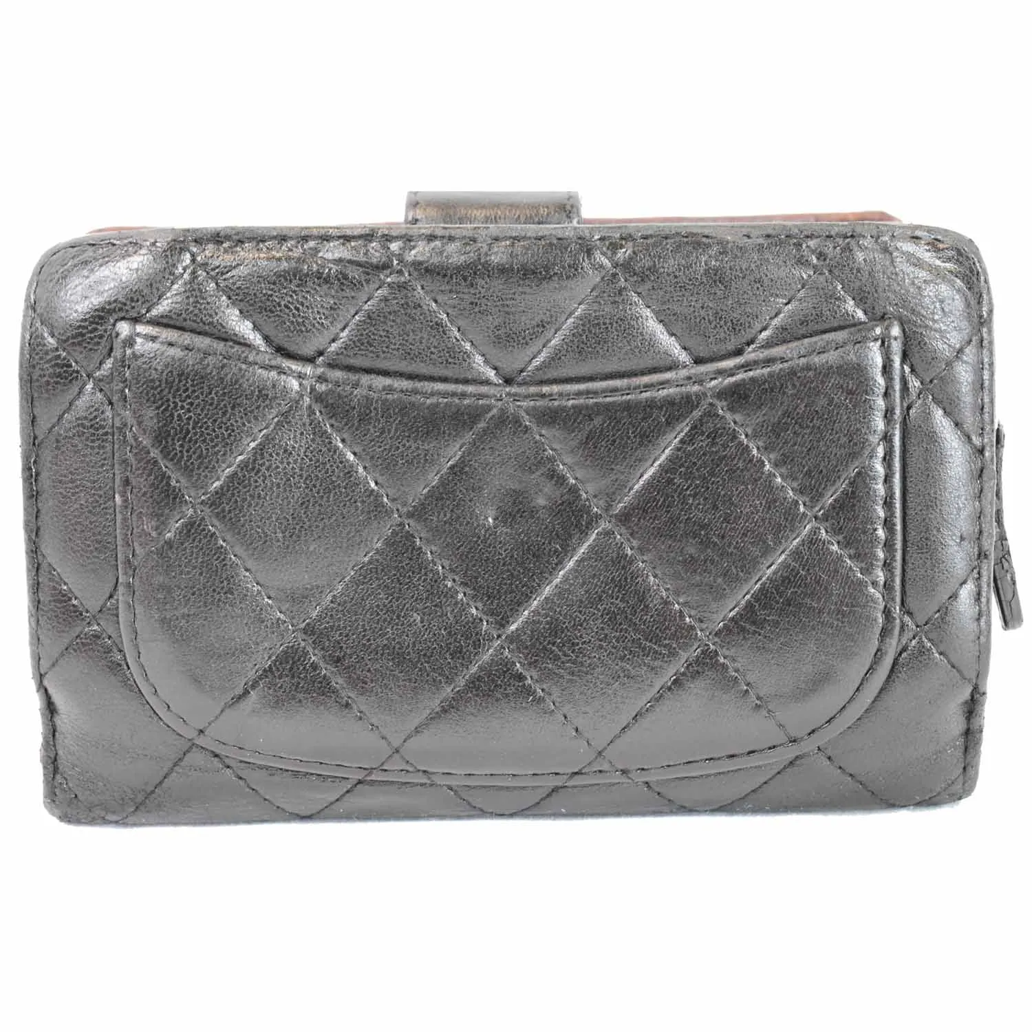 CHANEL CC Lambskin Leather Bifold Wallet Black