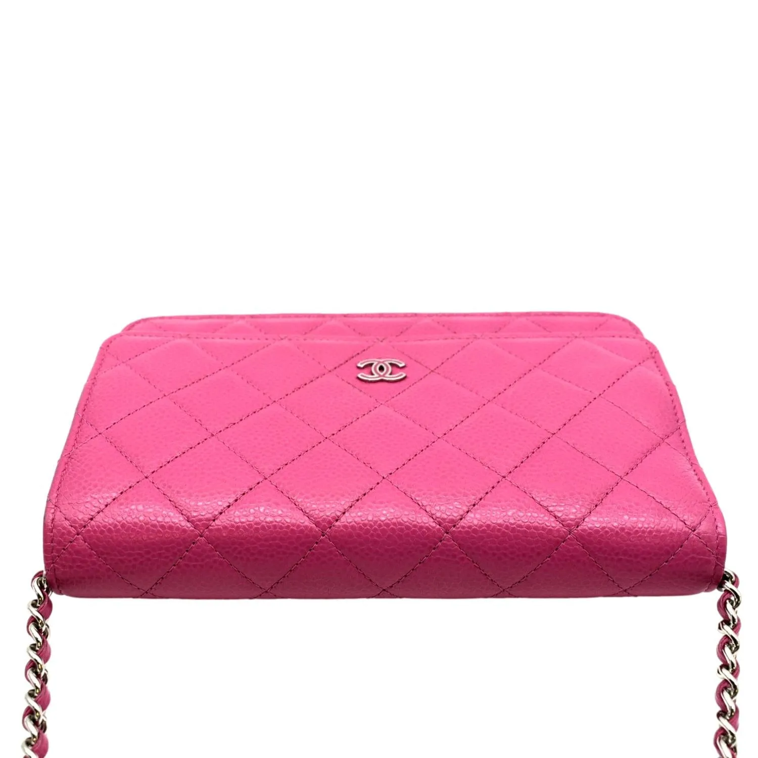 CHANEL WOC Quilted Caviar Leather Crossbody Wallet Pink