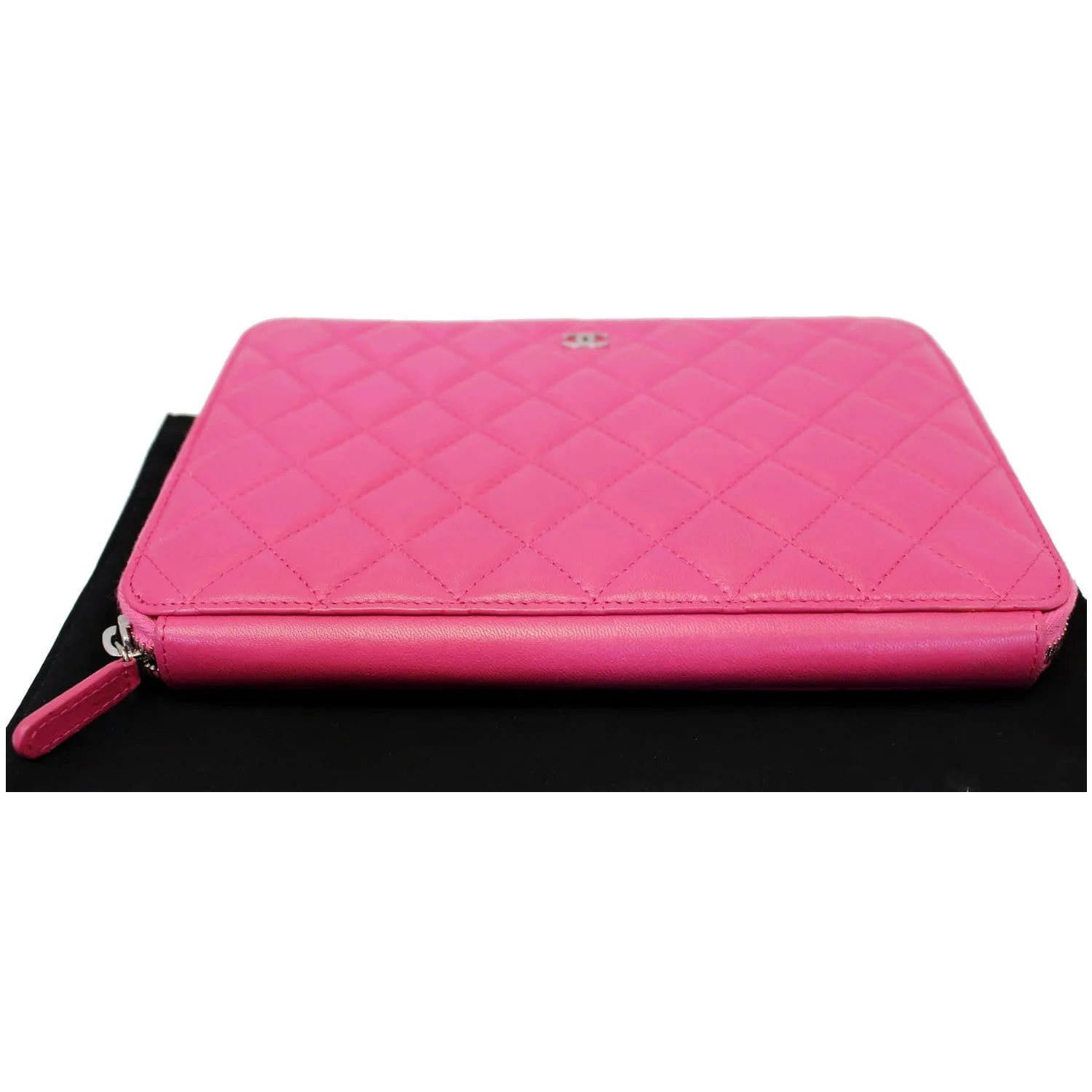 CHANEL Zip Around Lambskin Leather Large Organizer Wallet Pink