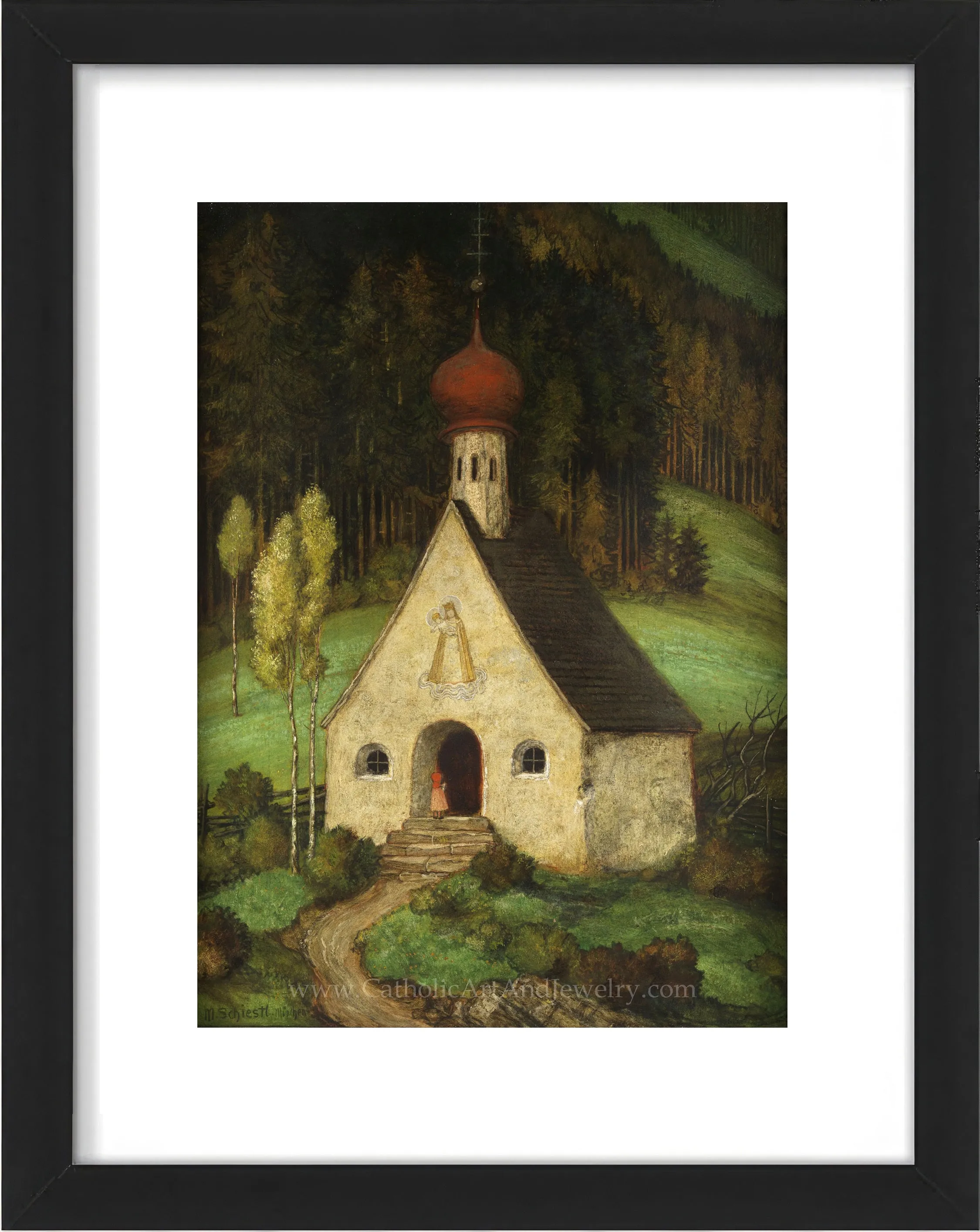 Child Entering the Chapel of Jesus and Mary – Matthäus Schiestl – Catholic Art Print – Archival Quality