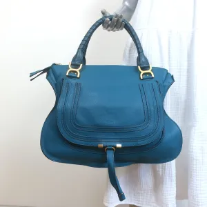 Chloe Marcie Large Shoulder Bag Laguna Blue Leather