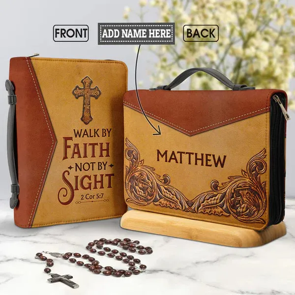 Christianart Bible Cover - Walk By Faith Not By Sight 2 Cor 5:7 - Personalized Gifts for Pastor - Gifts For Women - Gifts For Men - CABBBCV04060324.