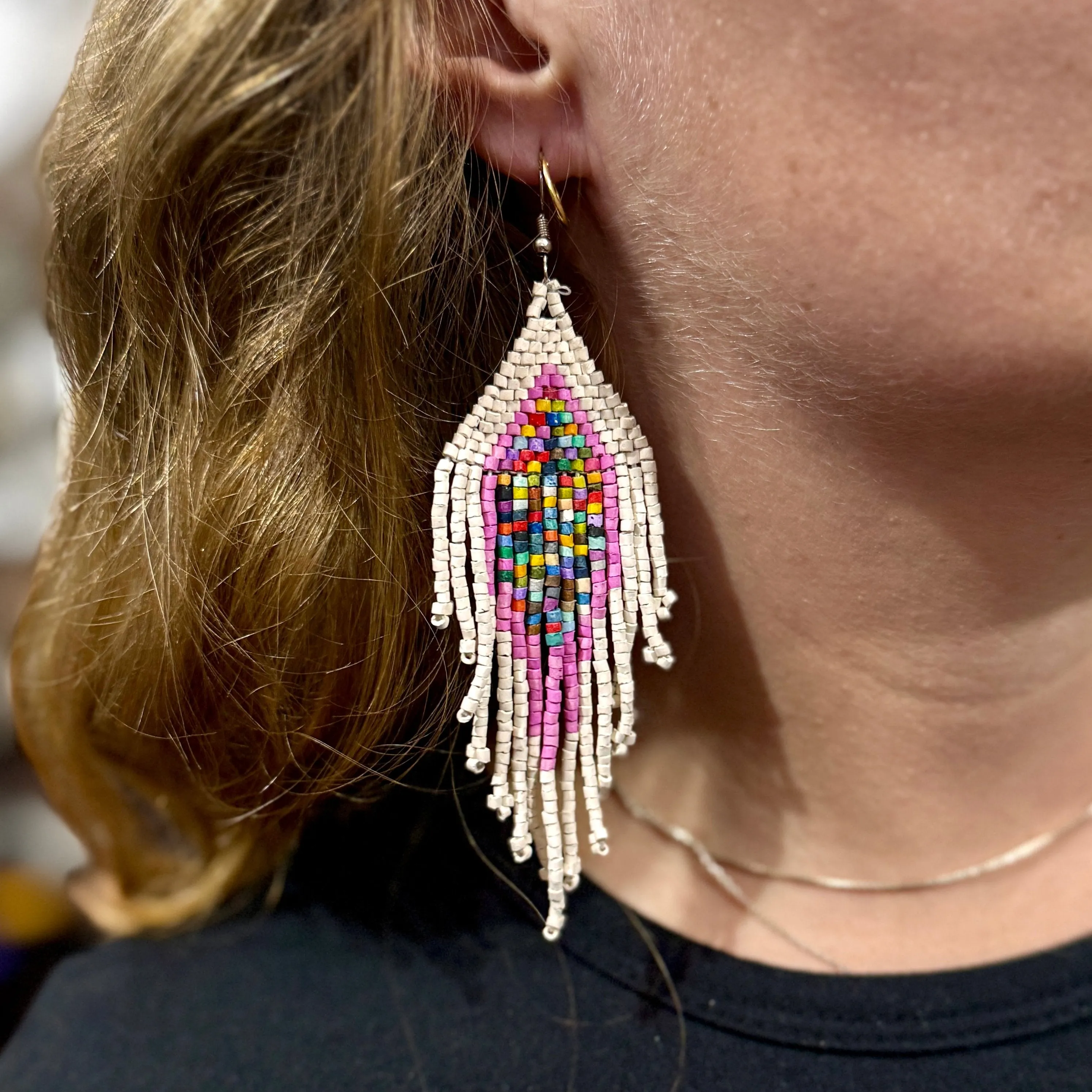 Lightweight Fringe Earrings in Diamond Shaped Design