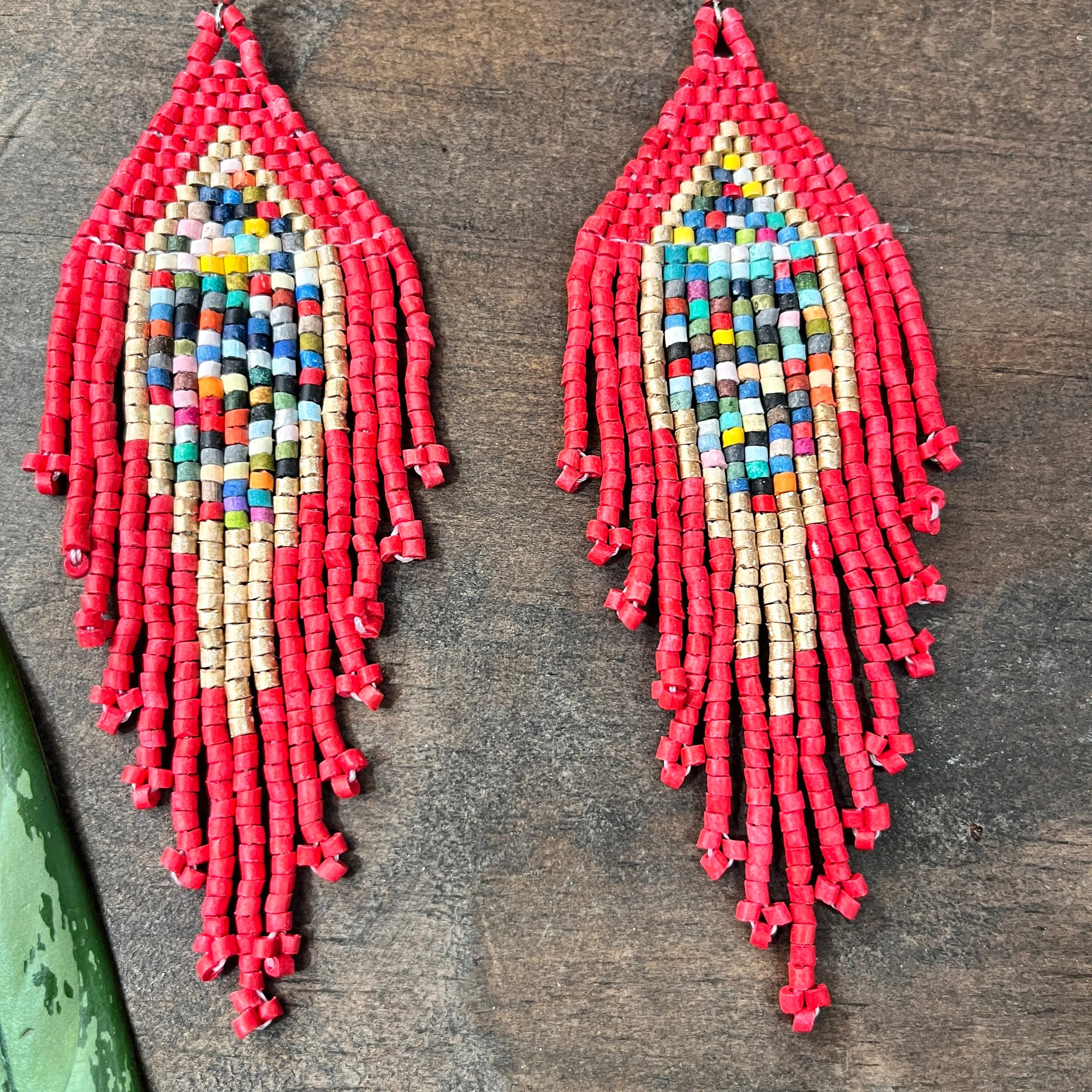 Lightweight Fringe Earrings in Diamond Shaped Design