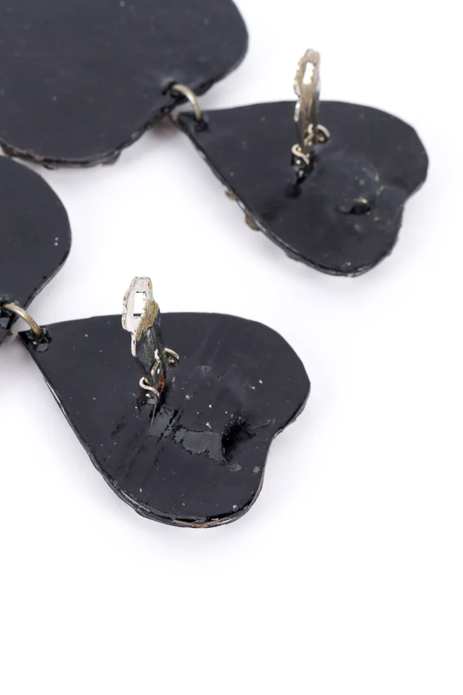 Patent Crystal Heart Drop Earrings
