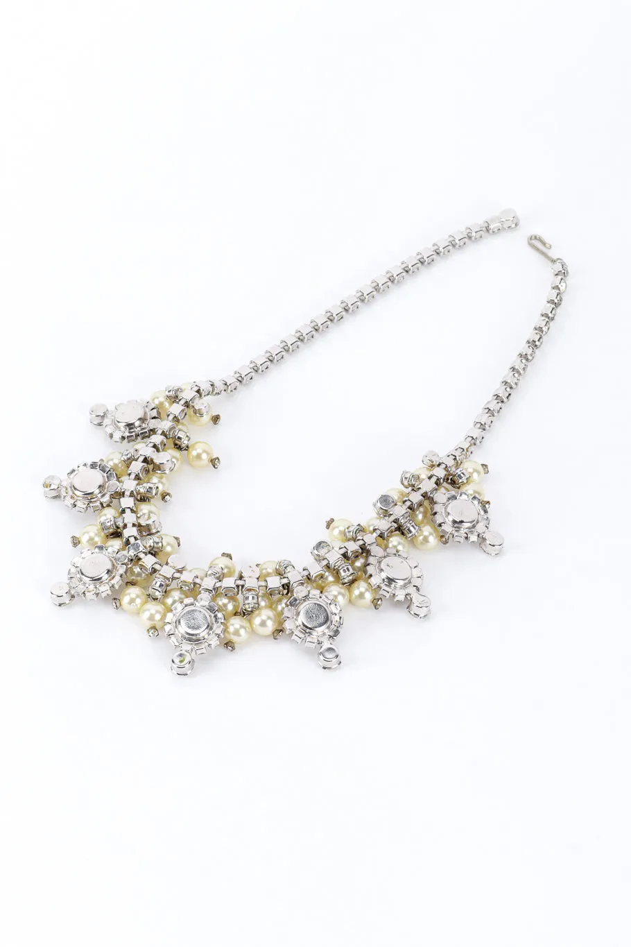Pearl & Rhinestone Cluster Collar Necklace