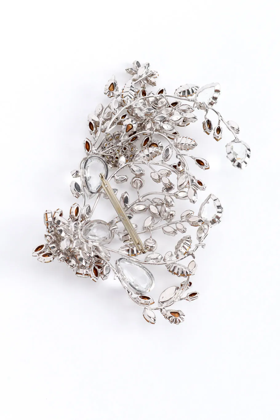 Rhinestone & Pearl Floral Statement Brooch