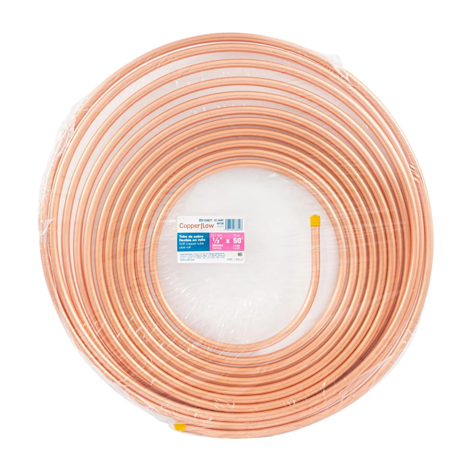 Rollo de 15 m de tubo flexible de cobre de 1/2', Foset 48158