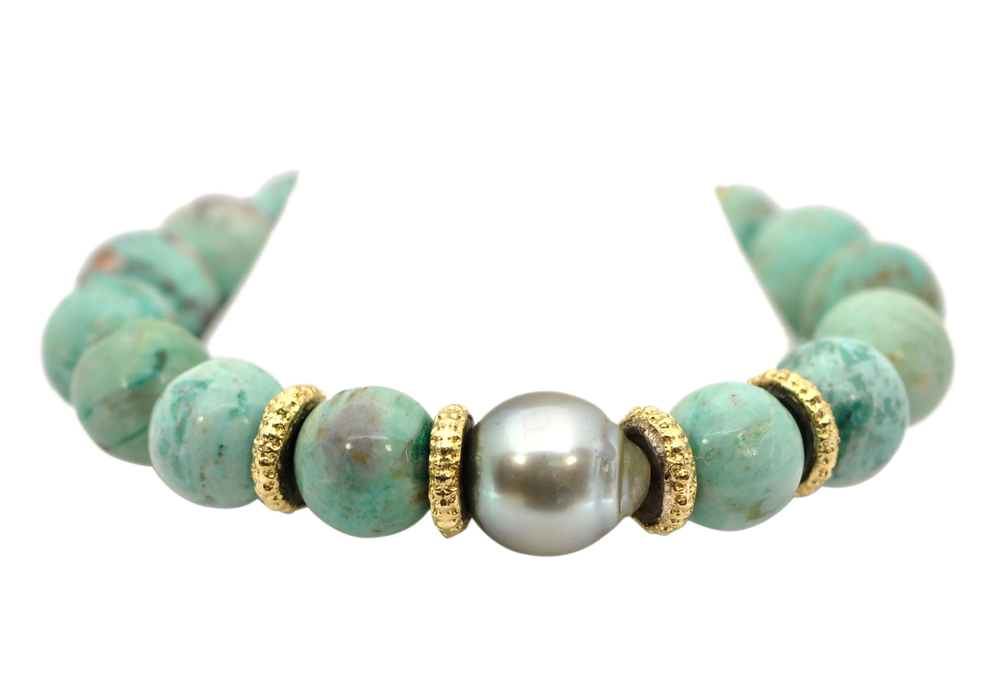 TAHITIAN PEARL AND TURQUOISE PULL BRACELET