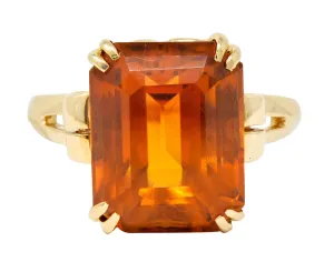 Tiffany & Co. Retro 7.25 CTW Citrine 18 Karat Gold Statement Ring