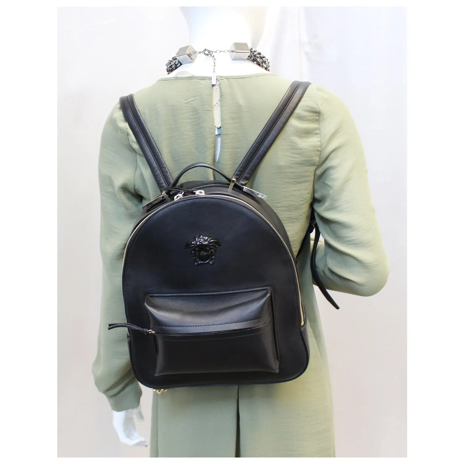 Versace Nappa Leather Palazzo Backpack Black